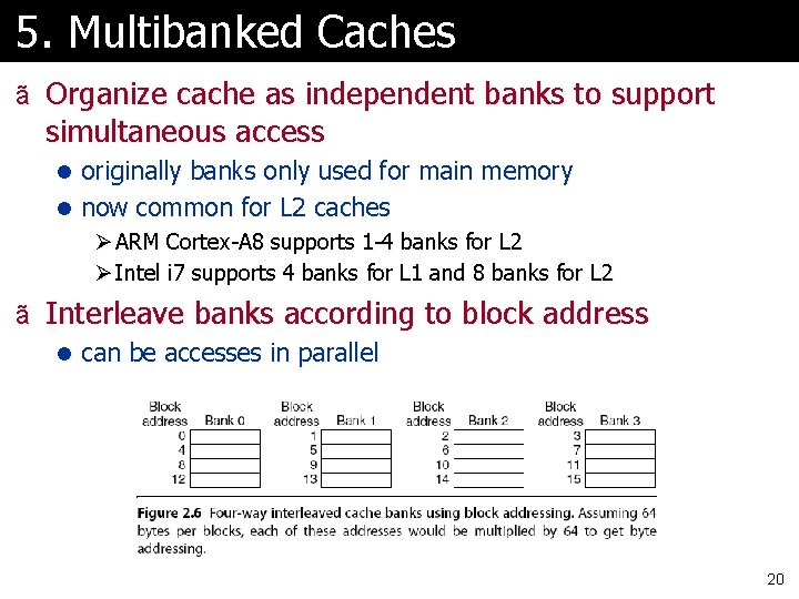 5. Multibanked Caches ã Organize cache as independent banks to support simultaneous access l