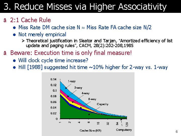3. Reduce Misses via Higher Associativity ã 2: 1 Cache Rule l Miss Rate