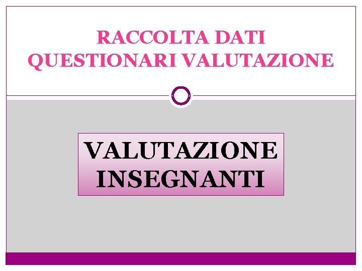RACCOLTA DATI QUESTIONARI VALUTAZIONE INSEGNANTI 