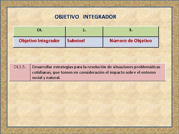 OBJETIVO INTEGRADOR OI. Objetivo Integrador OI. 3. 5. 1. Subnivel 3. Número de Objetivo