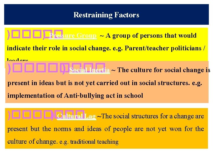 Restraining Factors )����� ) Pressure Group ~ A group of persons that would indicate