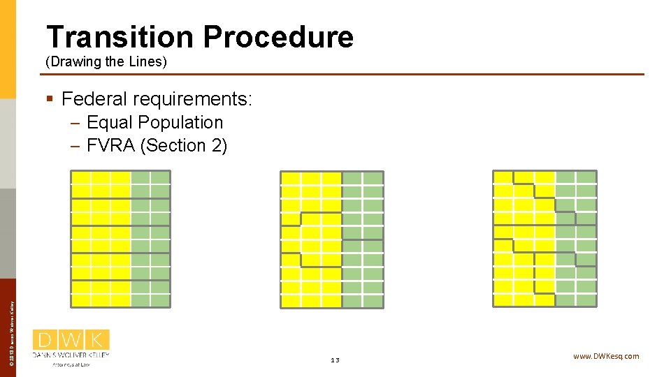 Transition Procedure (Drawing the Lines) § Federal requirements: © 2018 Dannis Woliver Kelley –