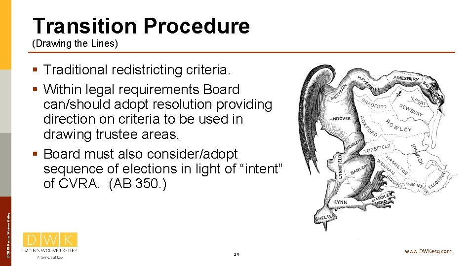 Transition Procedure (Drawing the Lines) © 2018 Dannis Woliver Kelley § Traditional redistricting criteria.