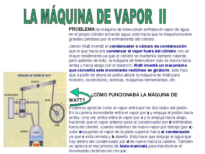 PROBLEMA: la máquina de Newcomen enfriaba el vapor de agua en el propio cilindro