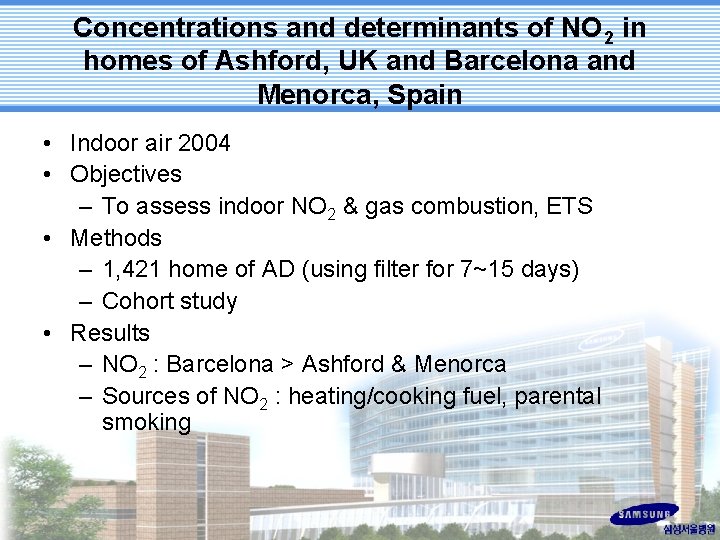Concentrations and determinants of NO 2 in homes of Ashford, UK and Barcelona and
