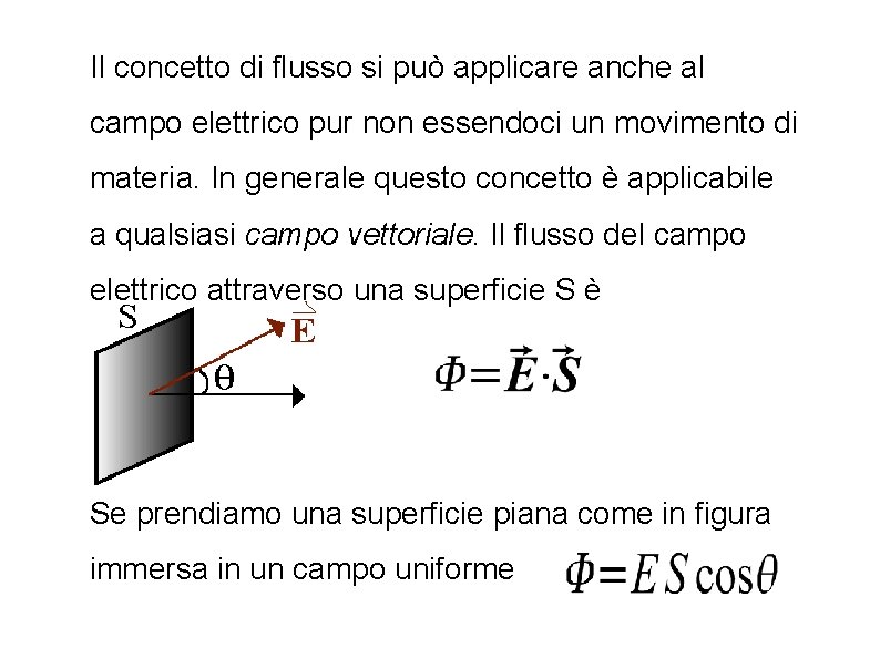 Il concetto di flusso si può applicare anche al campo elettrico pur non essendoci