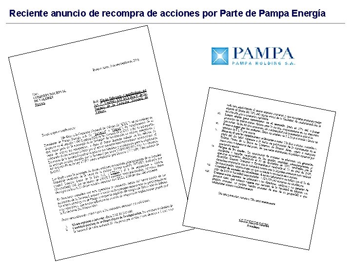 Reciente anuncio de recompra de acciones por Parte de Pampa Energía 