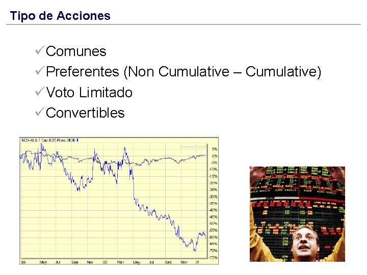 Tipo de Acciones üComunes üPreferentes (Non Cumulative – Cumulative) üVoto Limitado üConvertibles 