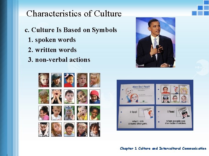 Characteristics of Culture c. Culture Is Based on Symbols 1. spoken words 2. written