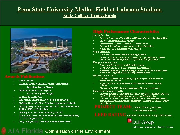 Penn State University Medlar Field at Lubrano Stadium State College, Pennsylvania High Performance Characteristics Penn State University Medlar Field at Lubrano Stadium State College, Pennsylvania High Performance Characteristics