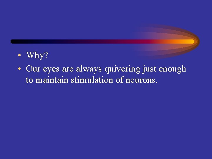  • Why? • Our eyes are always quivering just enough to maintain stimulation