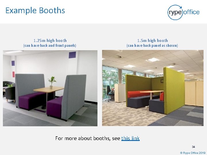 Example Booths 1. 25 m high booth (can have back and front panels) 1.
