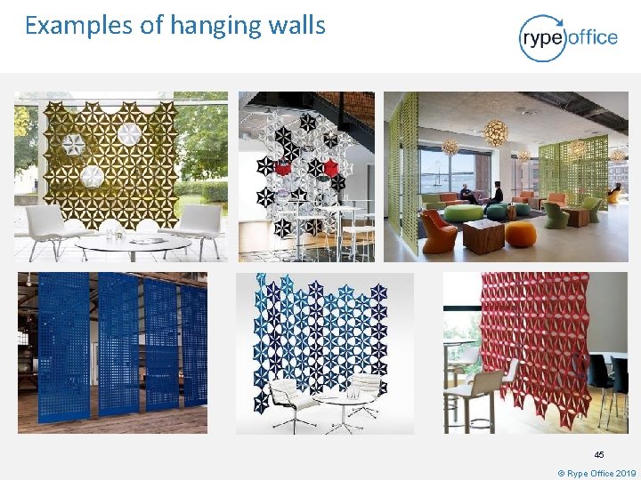Examples of hanging walls 45 © Rype Office 2019 