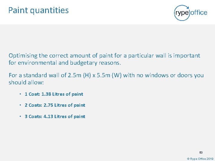 Paint quantities Optimising the correct amount of paint for a particular wall is important
