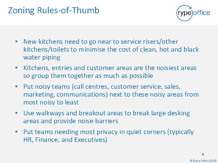 Zoning Rules-of-Thumb • New kitchens need to go near to service risers/other kitchens/toilets to