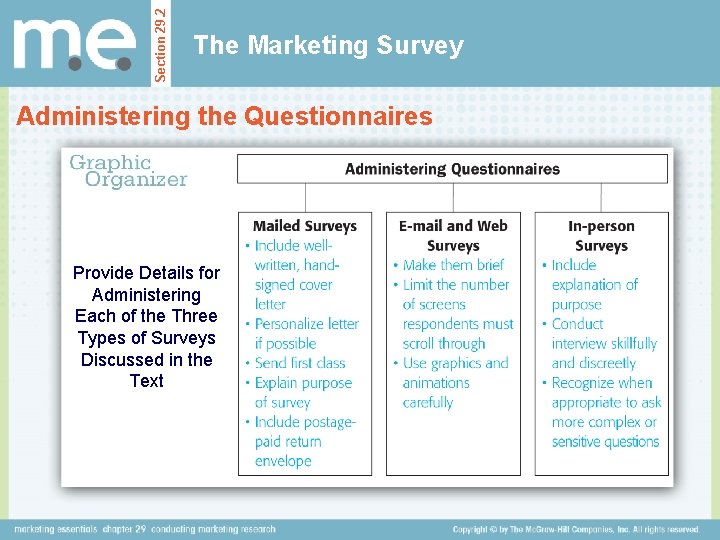 Section 29. 2 The Marketing Survey Administering the Questionnaires Provide Details for Administering Each Section 29. 2 The Marketing Survey Administering the Questionnaires Provide Details for Administering Each
