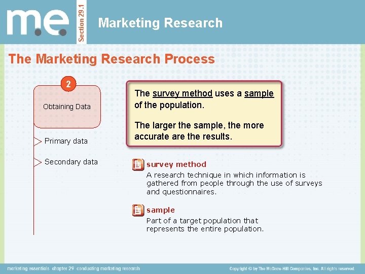 Section 29. 1 Marketing Research The Marketing Research Process 2 Obtaining Data Primary data Section 29. 1 Marketing Research The Marketing Research Process 2 Obtaining Data Primary data