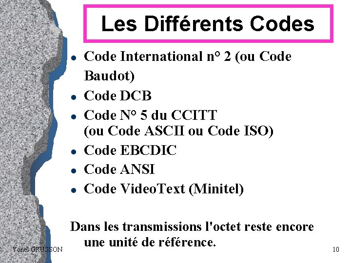 Les Différents Codes l l l Yonel GRUSSON Code International n° 2 (ou Code