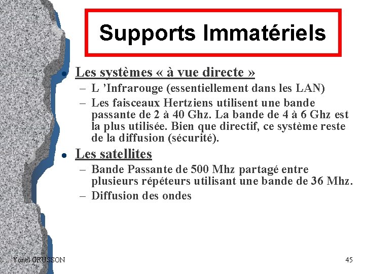 Supports Immatériels l Les systèmes « à vue directe » – L ’Infrarouge (essentiellement