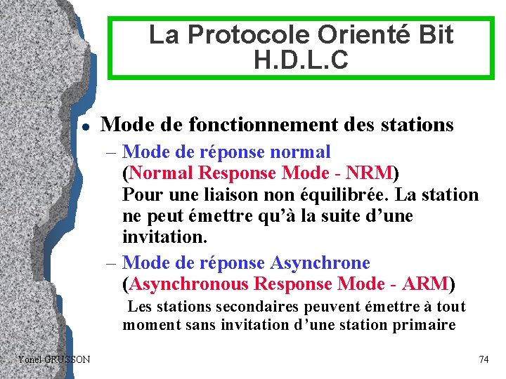 La Protocole Orienté Bit H. D. L. C l Mode de fonctionnement des stations