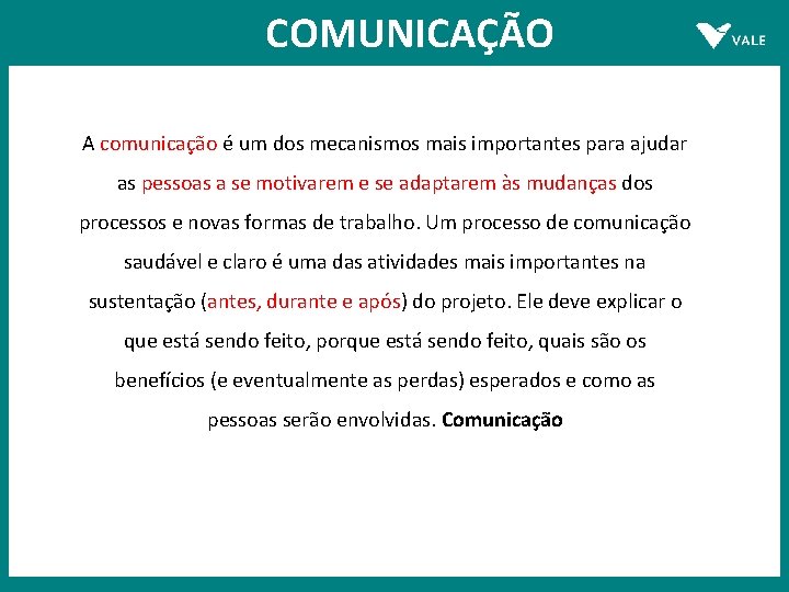 COMUNICAÇÃO A comunicação é um dos mecanismos mais importantes para ajudar as pessoas a