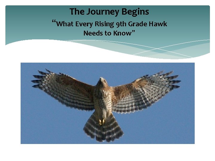 The Journey Begins “What Every Rising 9 th Grade Hawk Needs to Know” 