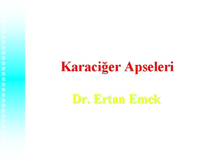Karaciğer Apseleri Dr. Ertan Emek 1 Karaciğer Apseleri Dr. Ertan Emek 1
