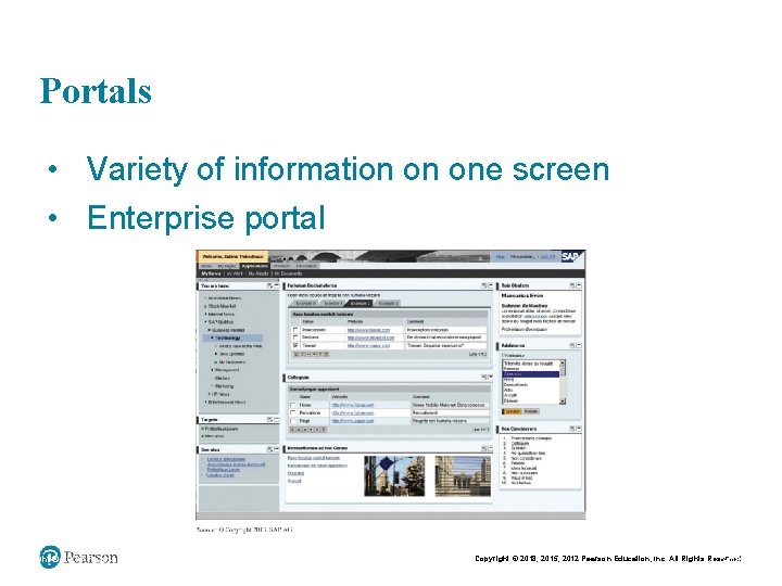 Portals • Variety of information on one screen • Enterprise portal Copyright © 2015