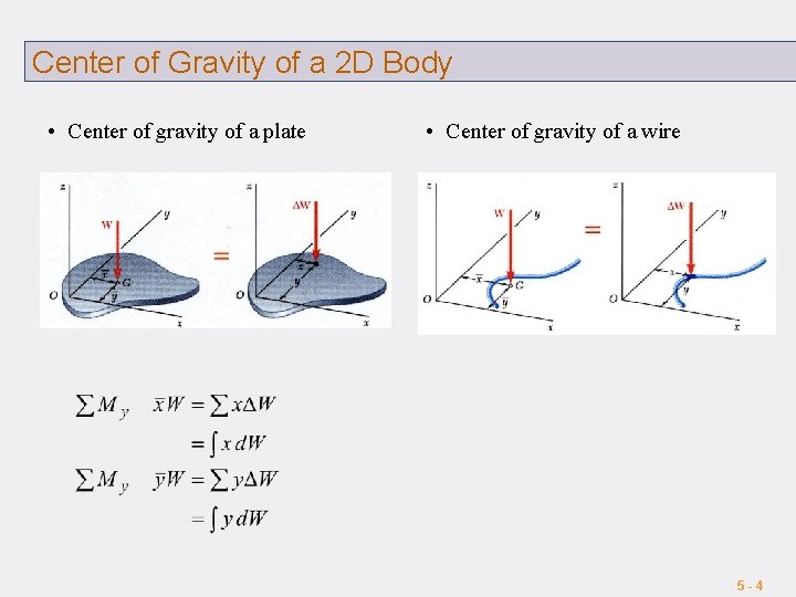 Center of Gravity of a 2 D Body • Center of gravity of a