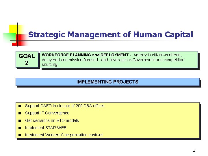 Strategic Management of Human Capital GOAL 2 WORKFORCE PLANNING and DEPLOYMENT - Agency is