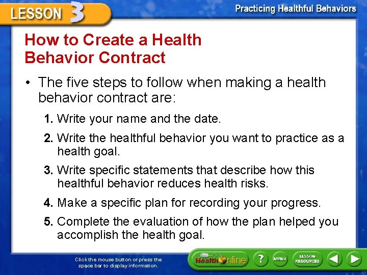 How to Create a Health Behavior Contract • The five steps to follow when