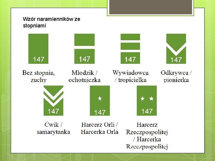 Wzór naramienników ze stopniami 