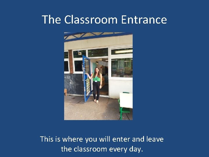 The Classroom Entrance This is where you will enter and leave the classroom every