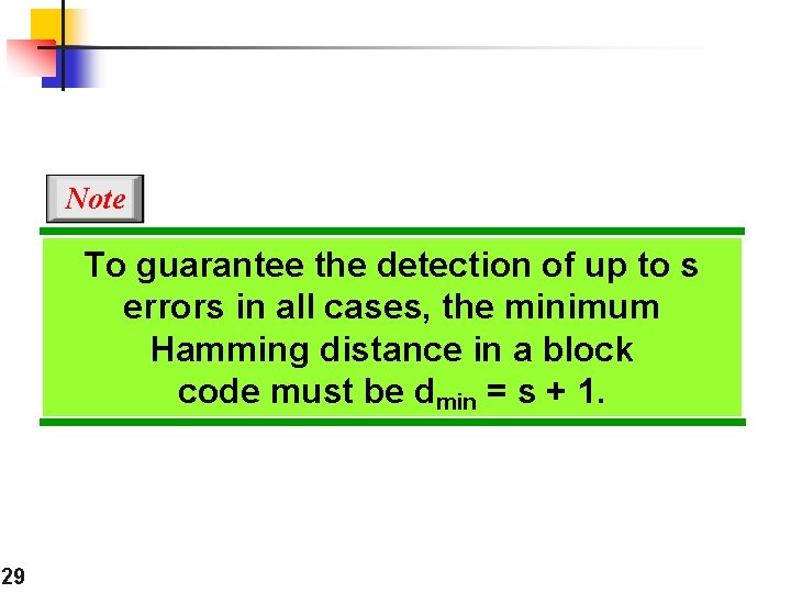 Note To guarantee the detection of up to s errors in all cases, the