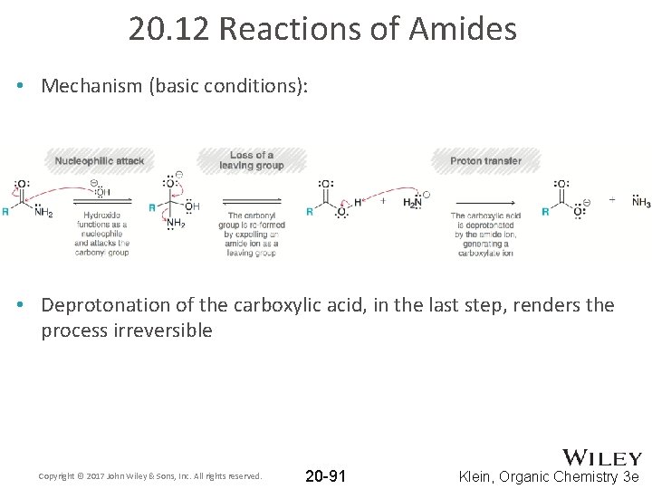 20. 12 Reactions of Amides • Mechanism (basic conditions): • Deprotonation of the carboxylic