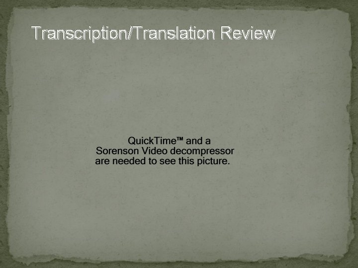 Transcription/Translation Review 