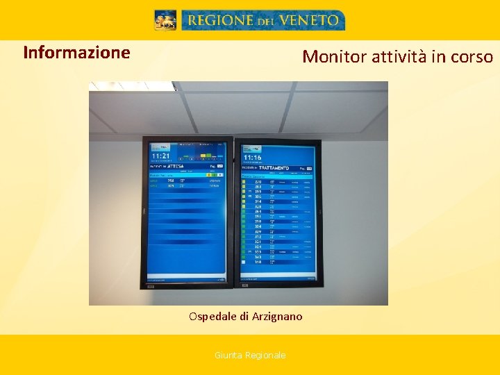 Informazione Monitor attività in corso Ospedale di Arzignano Giunta Regionale 