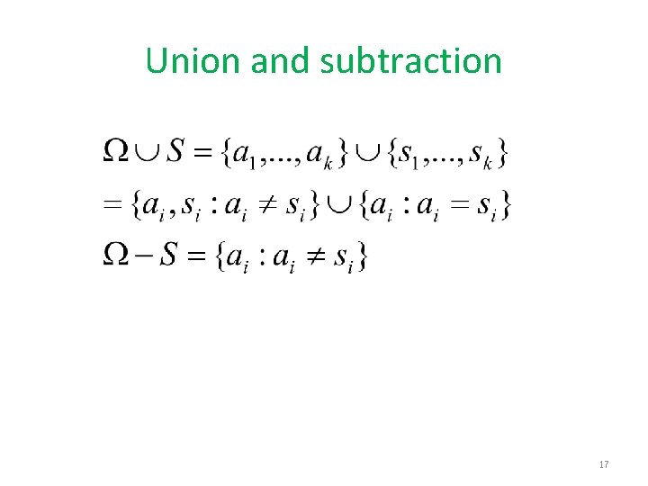 Union and subtraction 17 