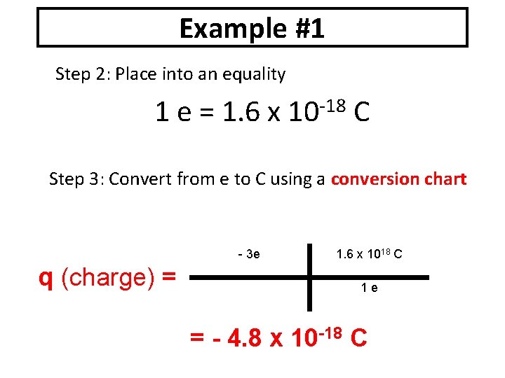 Example #1 Step 2: Place into an equality 1 e = 1. 6 x