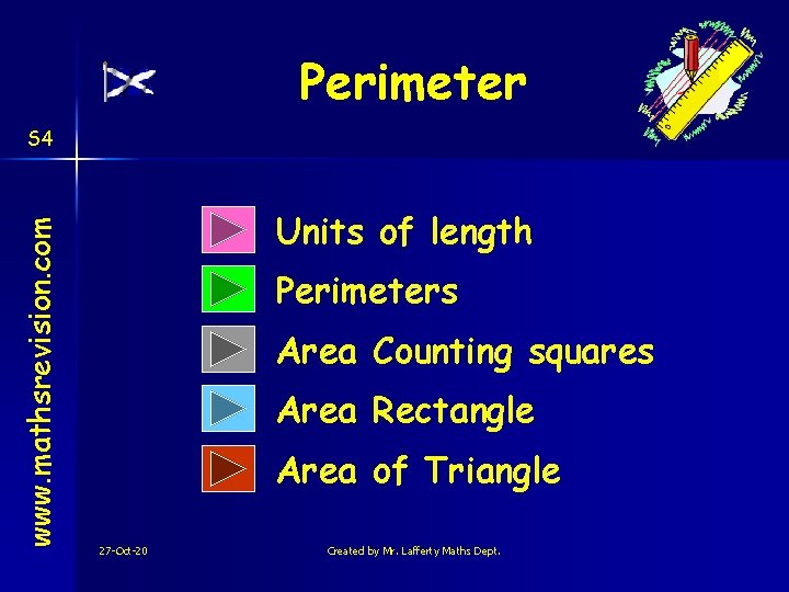 Perimeter www. mathsrevision. com S 4 Units of length Perimeters Area Counting squares Area