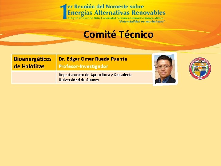 Comité Técnico Bioenergéticos Dr. Edgar Omar Rueda Puente Profesor-Investigador de Halófitas Departamento de Agricultura