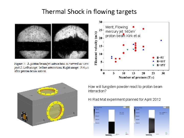 Thermal Shock in flowing targets Merit, Flowing mercury jet 14 Ge. V proton beam