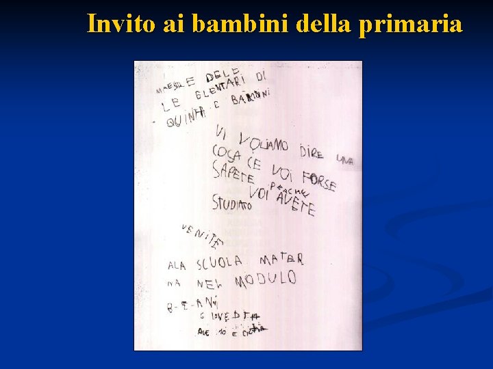 Invito ai bambini della primaria 