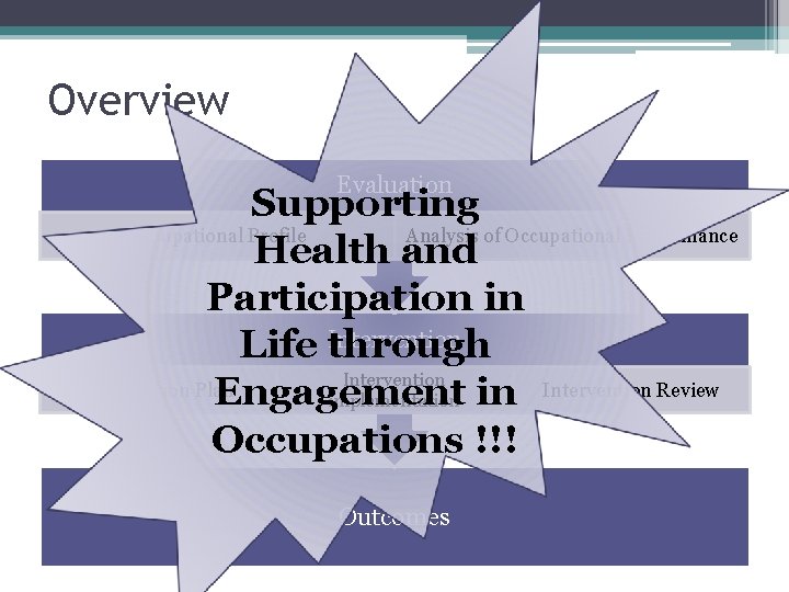 Overview Evaluation Supporting Occupational Profile Analysis of Occupational Performance Health and Participation in Life