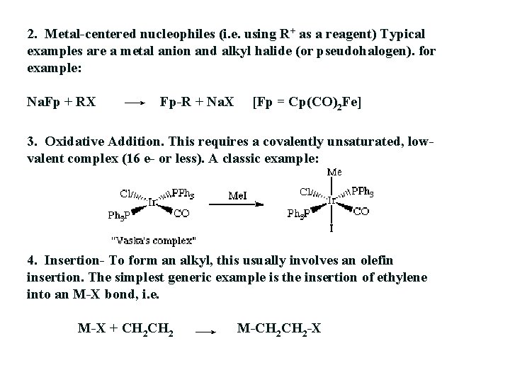 Chem 310 Inorganic Chemistry Part 3 Organometallic Chemistry