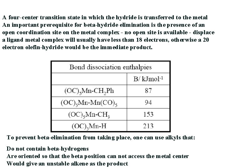 A four-center transition state in which the hydride is transferred to the metal An