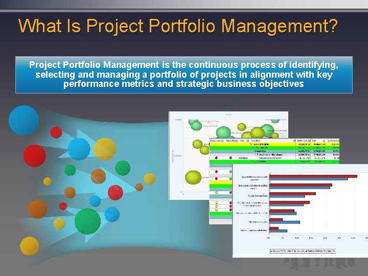 What Is Project Portfolio Management? Project Portfolio Management is the continuous process of identifying,