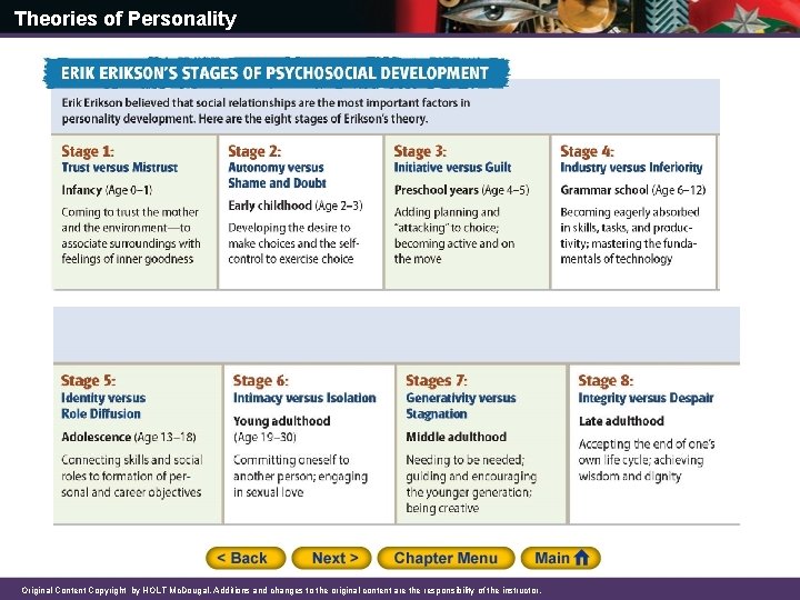 Theories of Personality Original Content Copyright by HOLT Mc. Dougal. Additions and changes to