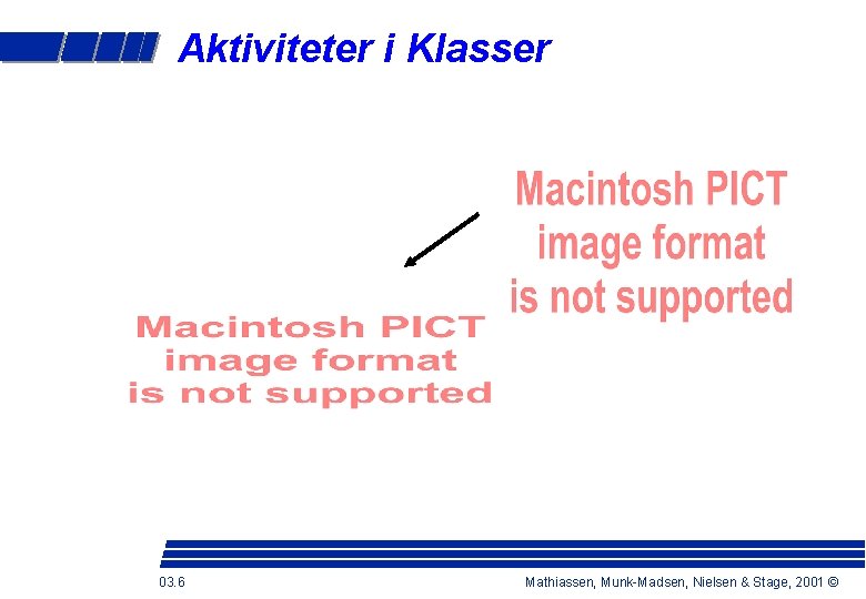 Aktiviteter i Klasser 03. 6 Mathiassen, Munk-Madsen, Nielsen & Stage, 2001 © 