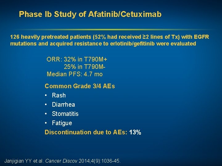 Phase Ib Study of Afatinib/Cetuximab 126 heavily pretreated patients (52% had received ≥ 2